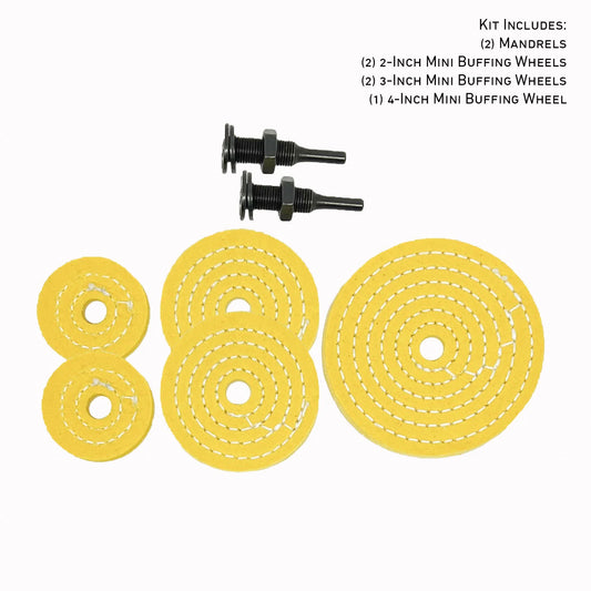 Mini Buffing Wheels (1/2" Arbor Hole)- 1/4" Thick - Yellow